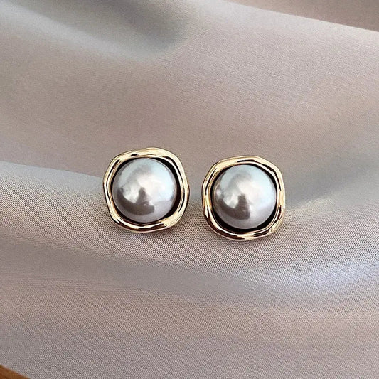 Oro Perla Aretes de Botón