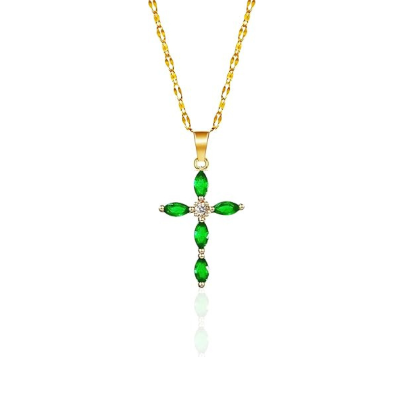 Oro Esmeralda Marquise Cross Collar