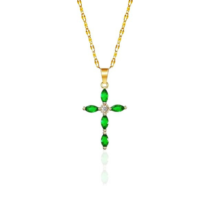 Oro Esmeralda Marquise Cross Collar